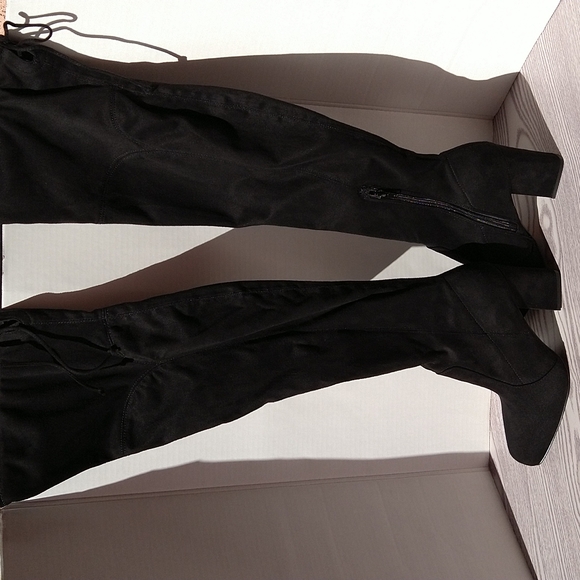 Unisa Quesia Black Faux Suede Over-The-Knee Boots - Picture 4 of 14